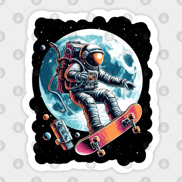 Astronaut Skater Sticker by JessArty